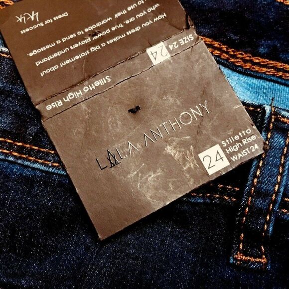 LaLa Anthony Stiletto High Rise Skinny Jeans Sz 24 Dark Wash NEW - Picture 5 of 7